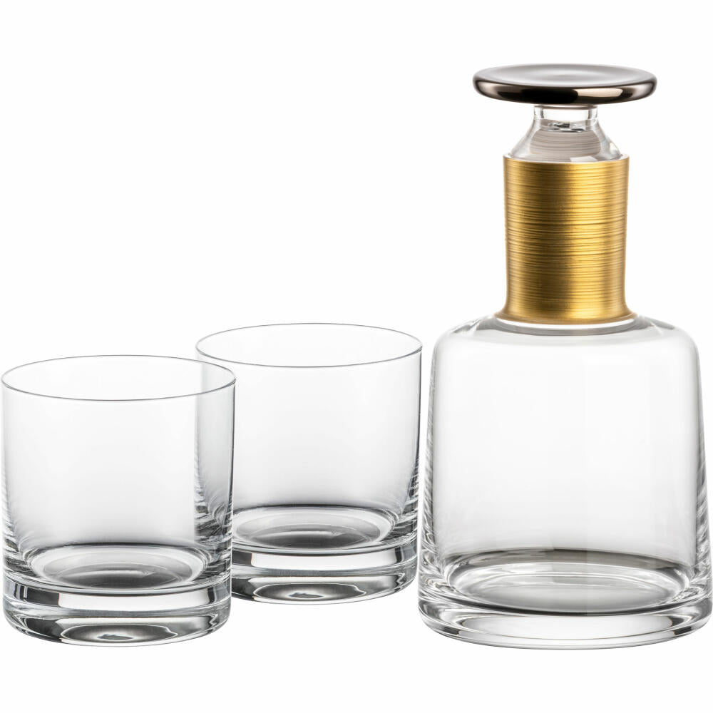 Eisch Whisky Set Haptics, 3-tlg., Whiskykaraffe, Whiskyglas, Kristallglas, Gold / Platin, 78489999