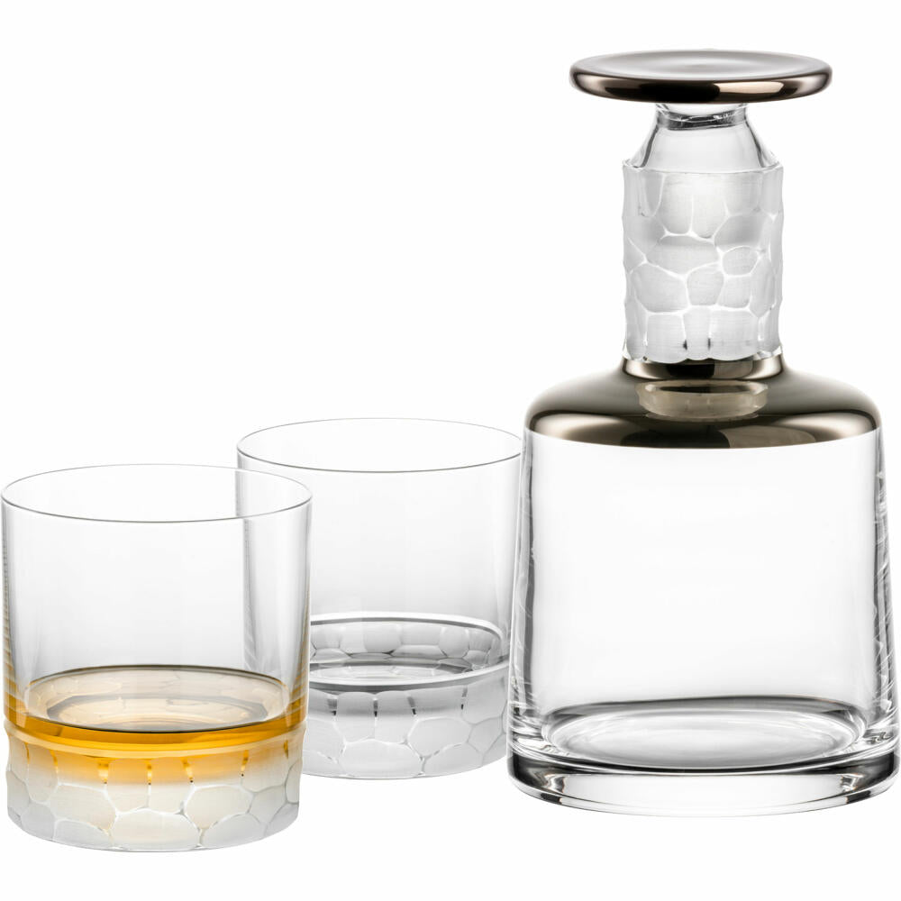 Eisch Whisky Set Hamilton, 3-tlg., Whiskykaraffe, Whiskyglas, Kristallglas, Matt Platin, 78189999