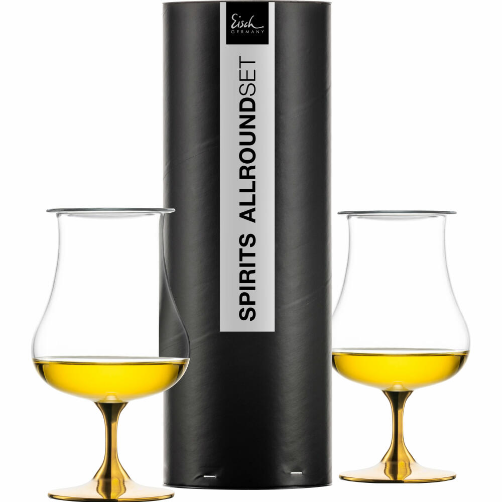 Eisch Universal Spirituosenglas Gentleman, mit Aromadeckel, Cognacglas, Whiskyglas, Gold, 220 ml, 86551214