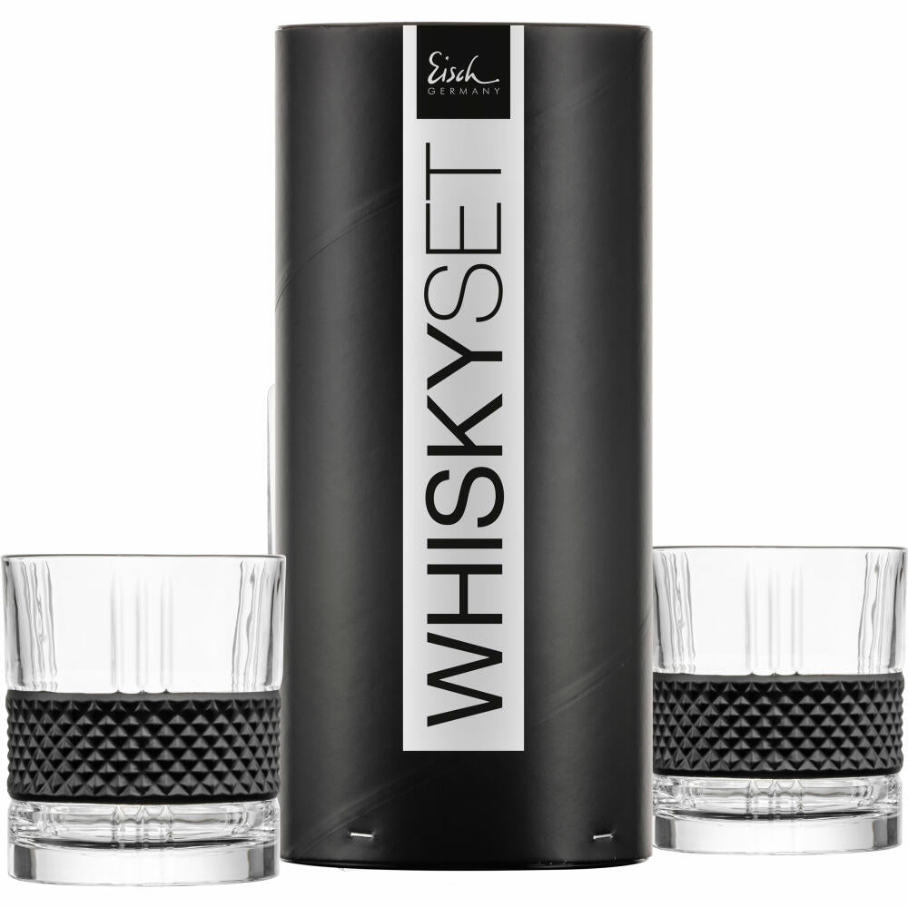 Eisch Whiskygläser 2er Set Glen, Whiskyglas, Tumbler, Whiskybecher, Kristallglas, Schwarz, 330 ml, 78854417