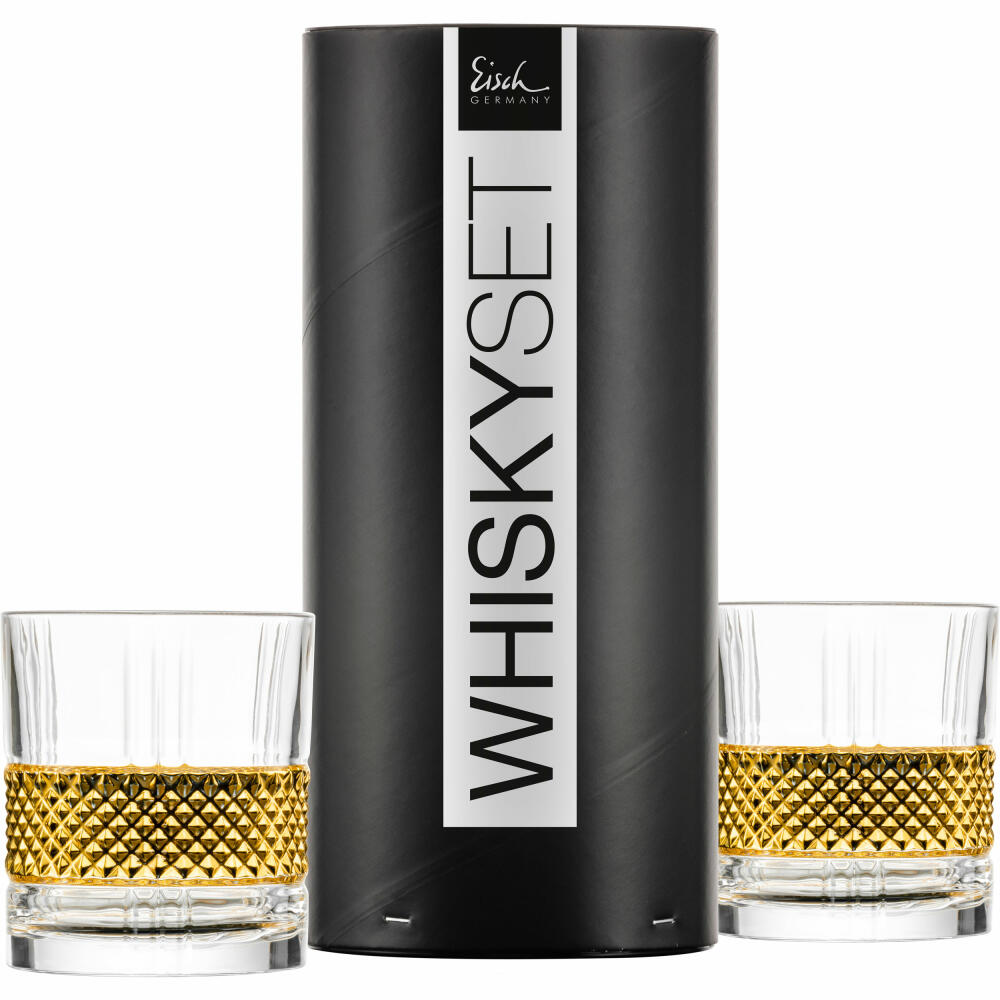 Eisch Whiskygläser 2er Set Glen, Whiskyglas, Tumbler, Whiskybecher, Kristallglas, Gold, 330 ml, 78854418