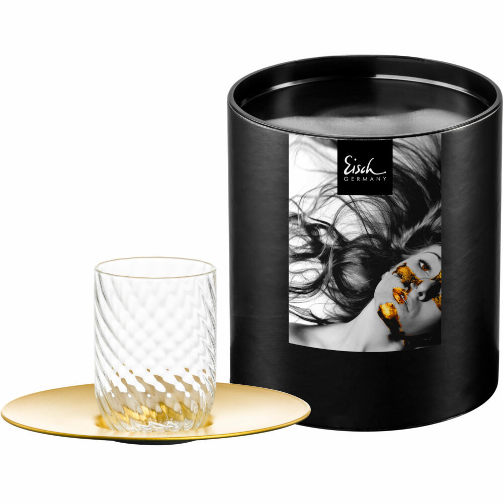 Eisch Espressoglas Twist, mit Untertasse, Espressobecher, Glas, Gold, 100 ml, 78913301