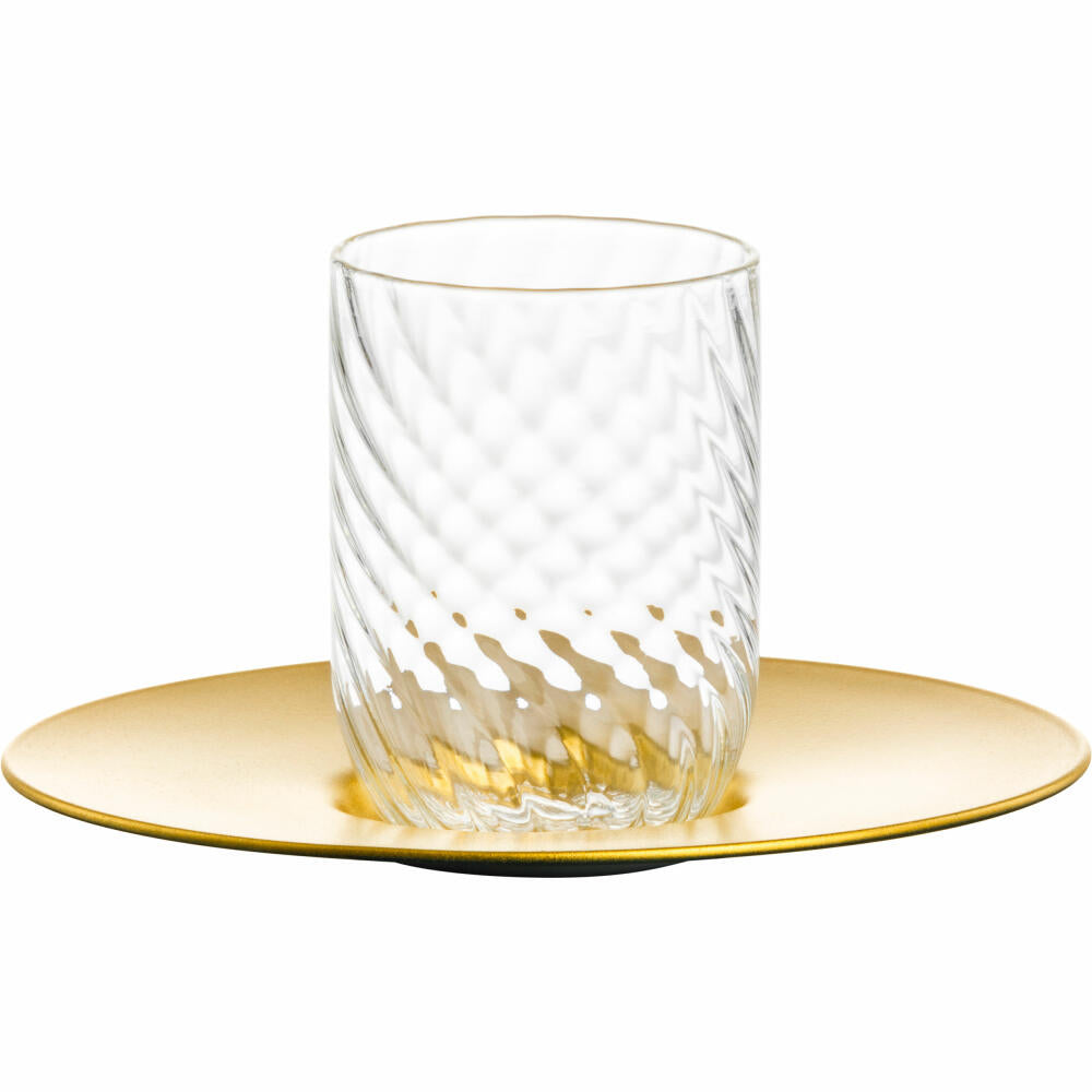 Eisch Espressoglas Twist, mit Untertasse, Espressobecher, Glas, Gold, 100 ml, 78913301