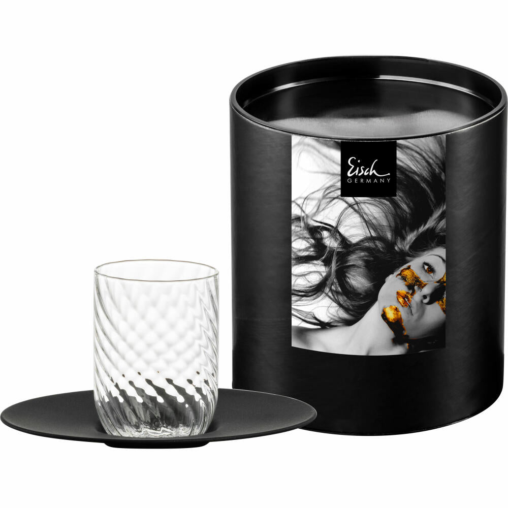 Eisch Espressoglas Twist, mit Untertasse, Espressobecher, Glas, Schwarz, 100 ml, 78913302