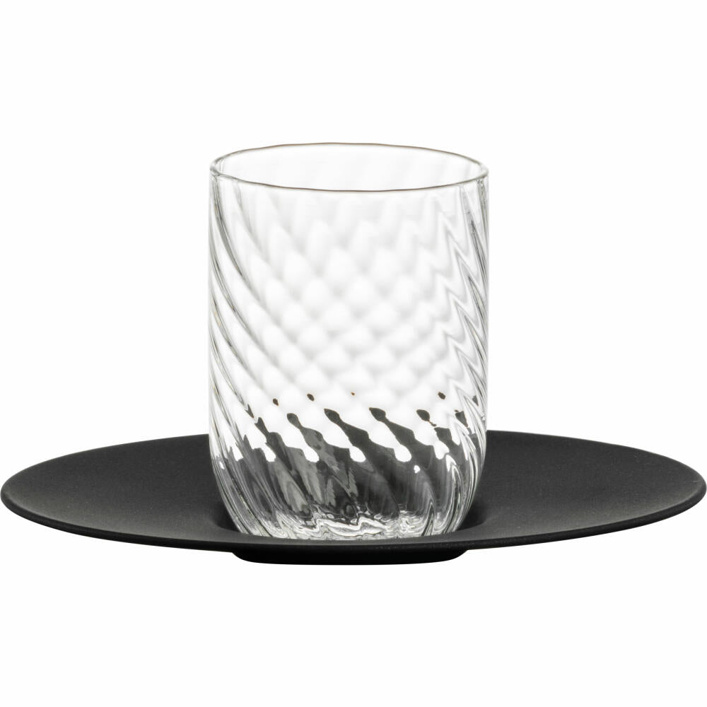 Eisch Espressoglas Twist, mit Untertasse, Espressobecher, Glas, Schwarz, 100 ml, 78913302