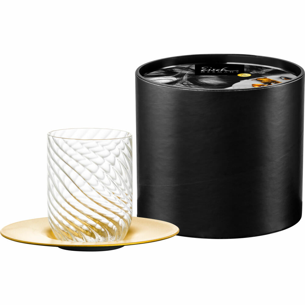 Eisch Cappuccinoglas Twist, mit Untertasse, Kaffeebecher, Glas, Gold, 275 ml, 78913311