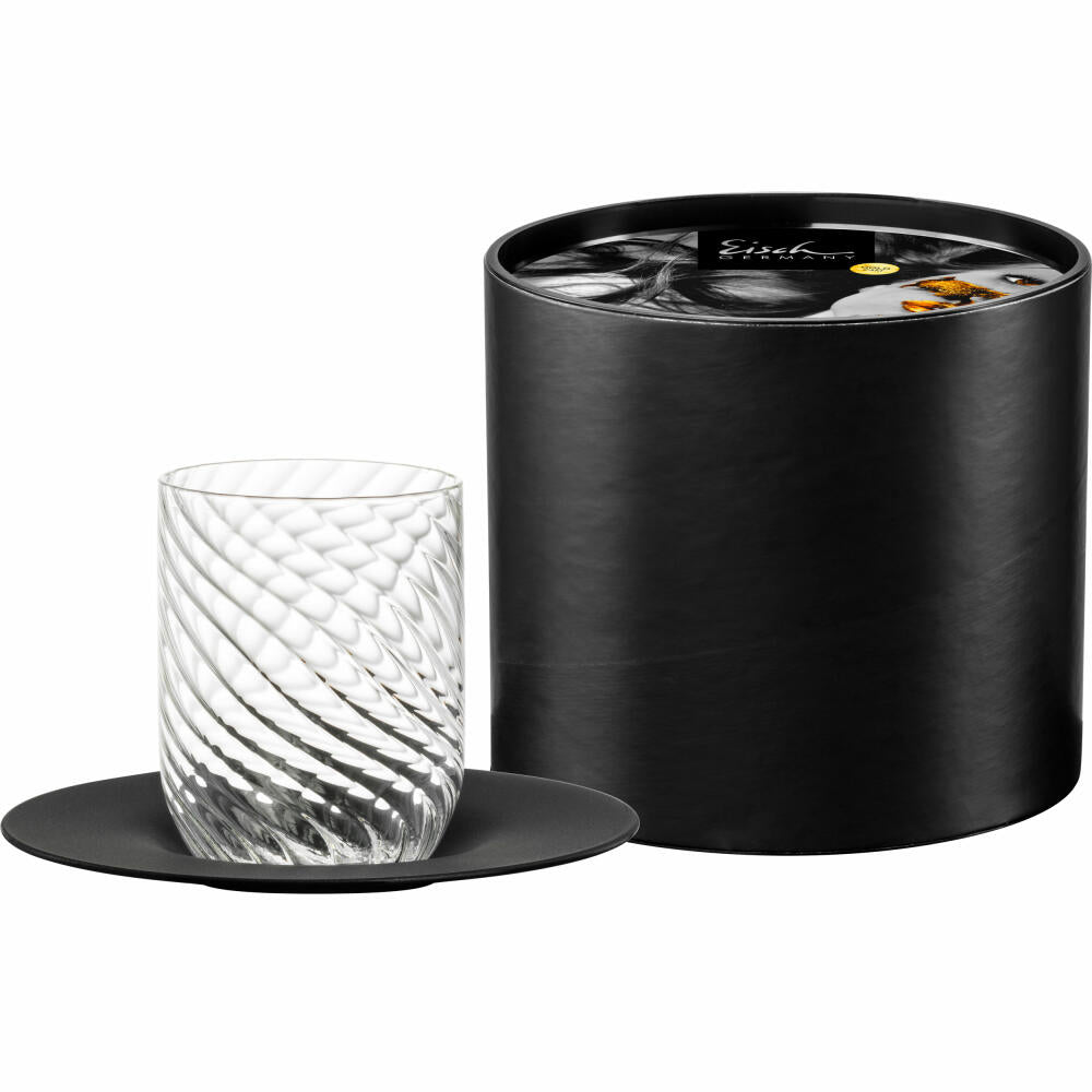 Eisch Cappuccinoglas Twist, mit Untertasse, Kaffeebecher, Glas, Schwarz, 275 ml, 78913312