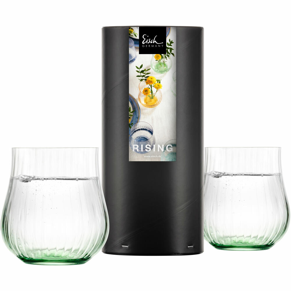 Eisch Allround Becher 2er Set Rising, Trinkglas, Gläser, Kristallglas, Grün, 400 ml, 78711313