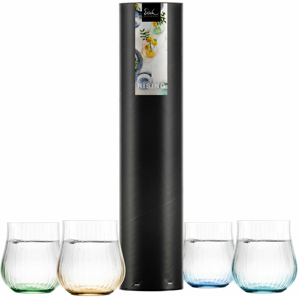 Eisch Allround Becher 4-tlg. Rising, Trinkglas, Gläser, Kristallglas, Grün / Blau / Aqua / Amber, 400 ml, 78711399