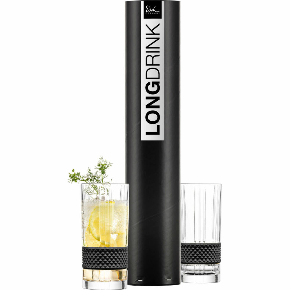 Eisch Longdrinkgläser Glen, 2er Set, Longdrinkglas, Trinkglas, Kristallglas, Schwarz, 350 ml, 78854413