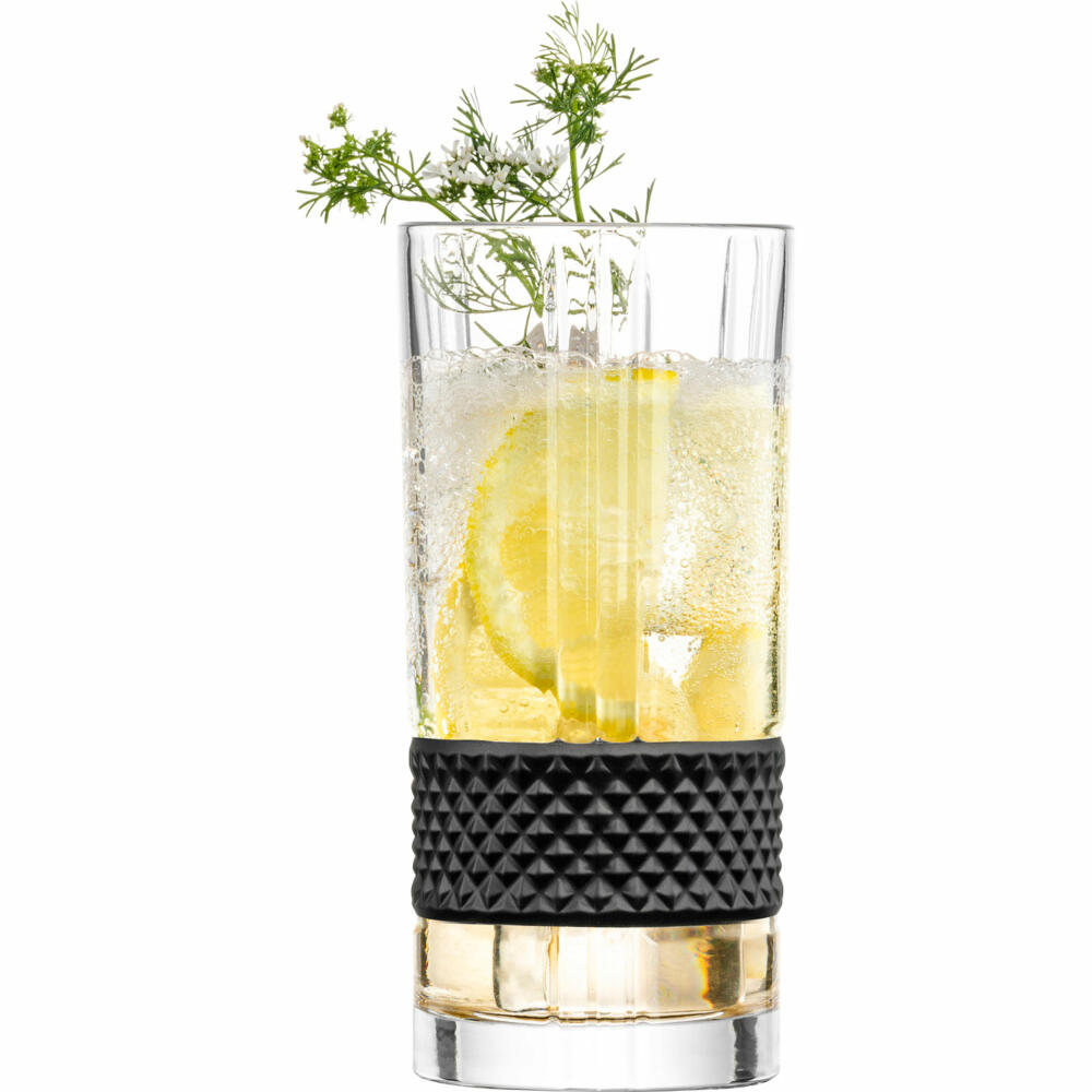 Eisch Longdrinkgläser Glen, 2er Set, Longdrinkglas, Trinkglas, Kristallglas, Schwarz, 350 ml, 78854413