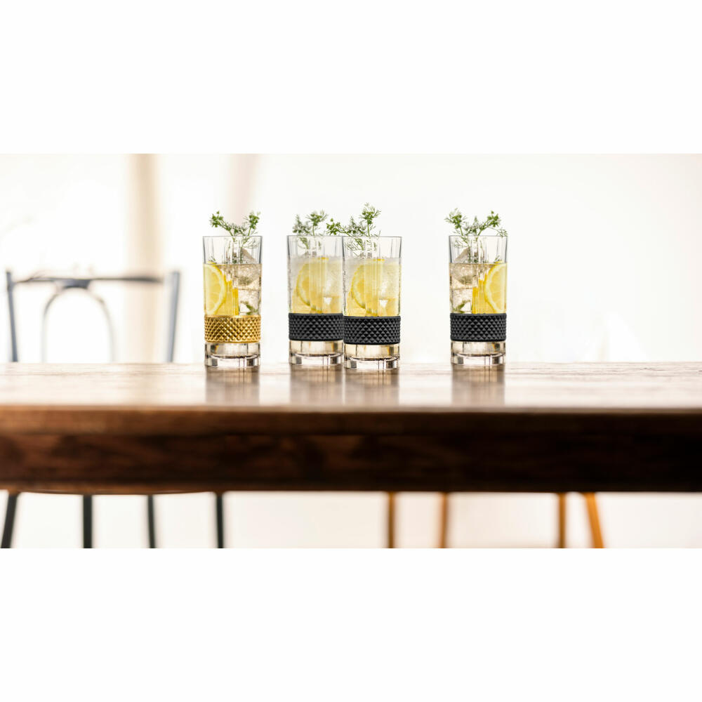 Eisch Longdrinkgläser Glen, 2er Set, Longdrinkglas, Trinkglas, Kristallglas, Schwarz, 350 ml, 78854413