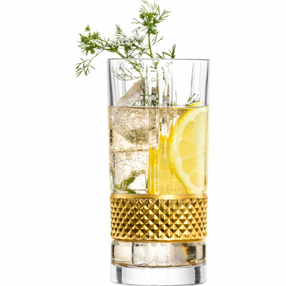 Eisch Longdrinkgläser Glen, 2er Set, Longdrinkglas, Trinkglas, Kristallglas, Gold, 350 ml, 78854414