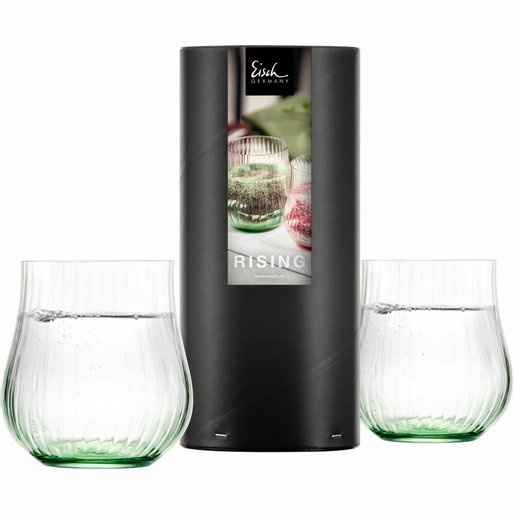Eisch Allround Becher Rising, 2er Set, Trinkbecher, Trinkglas, Gläser, Kristallglas, Dunkelgrün, 400 ml, 78711317