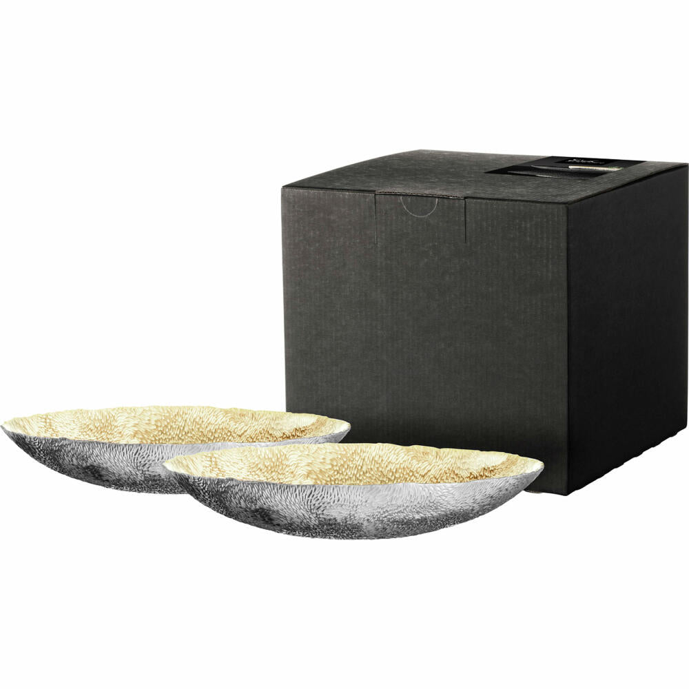Eisch Schalen Sen Silver, 2er Set, Schale, Müslischale, Salatschale, Dekoschale, Glas, Silber, Ø 21 cm, 75131621