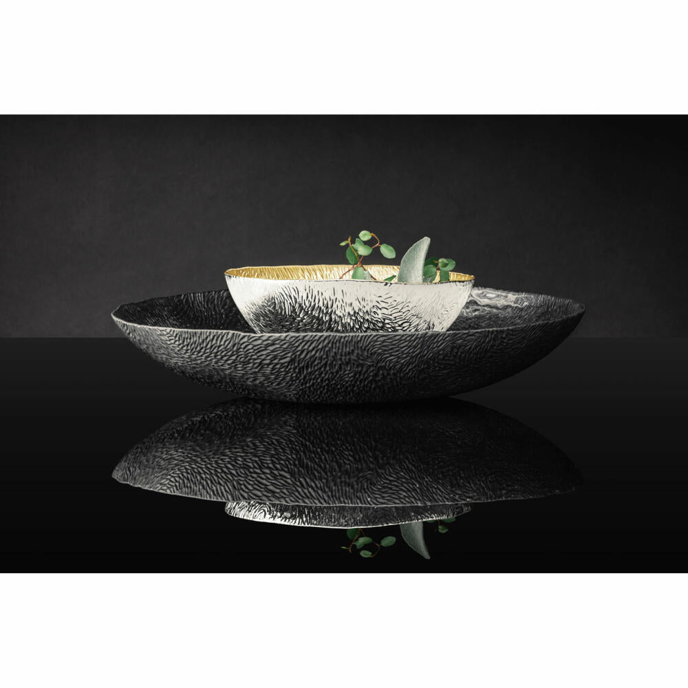 Eisch Schalen Sen Silver, 2er Set, Schale, Müslischale, Salatschale, Dekoschale, Glas, Silber, Ø 21 cm, 75131621