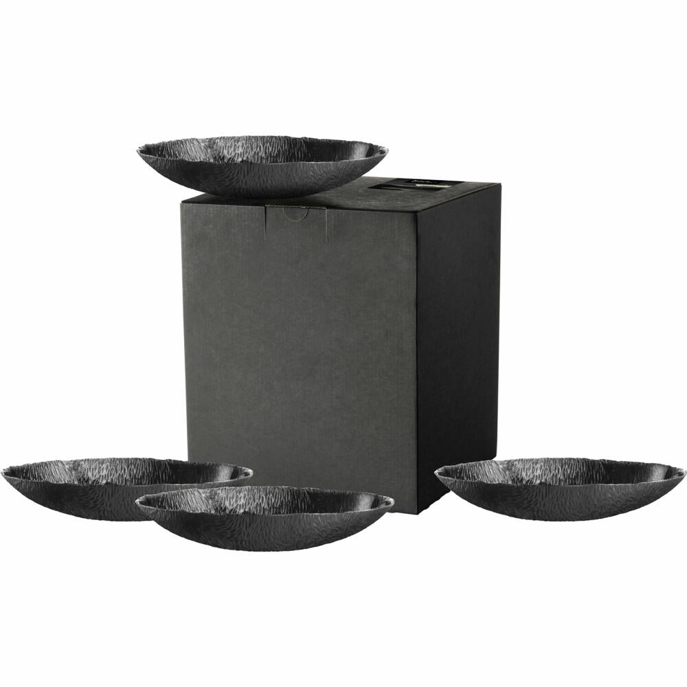 Eisch Schalen Sen Black, 4er Set, Schale, Müslischale, Salatschale, Dekoschale, Glas, Schwarz, Ø 21 cm, 75131622