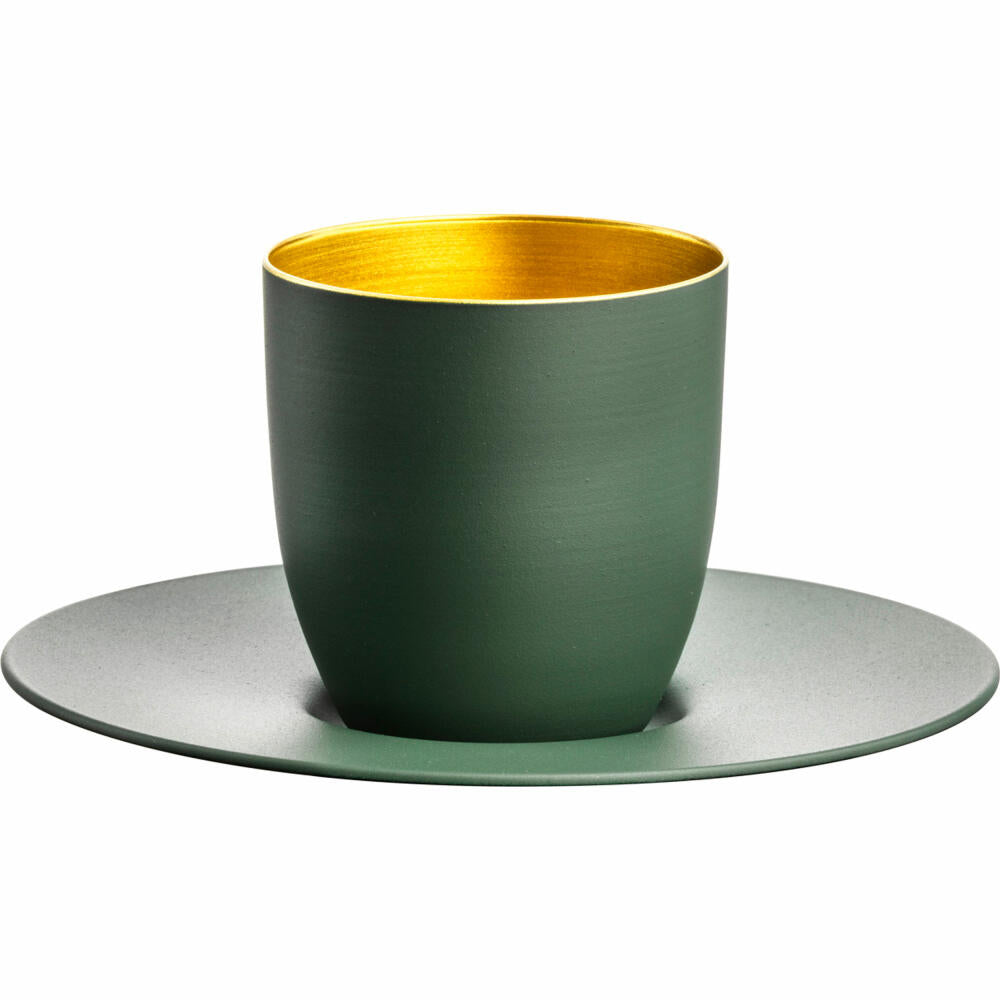 Eisch Espressoglas Cosmo Collect, mit Untersetzer, Espressotasse, Kristallglas, Grün / Gold, 100 ml, 70510914
