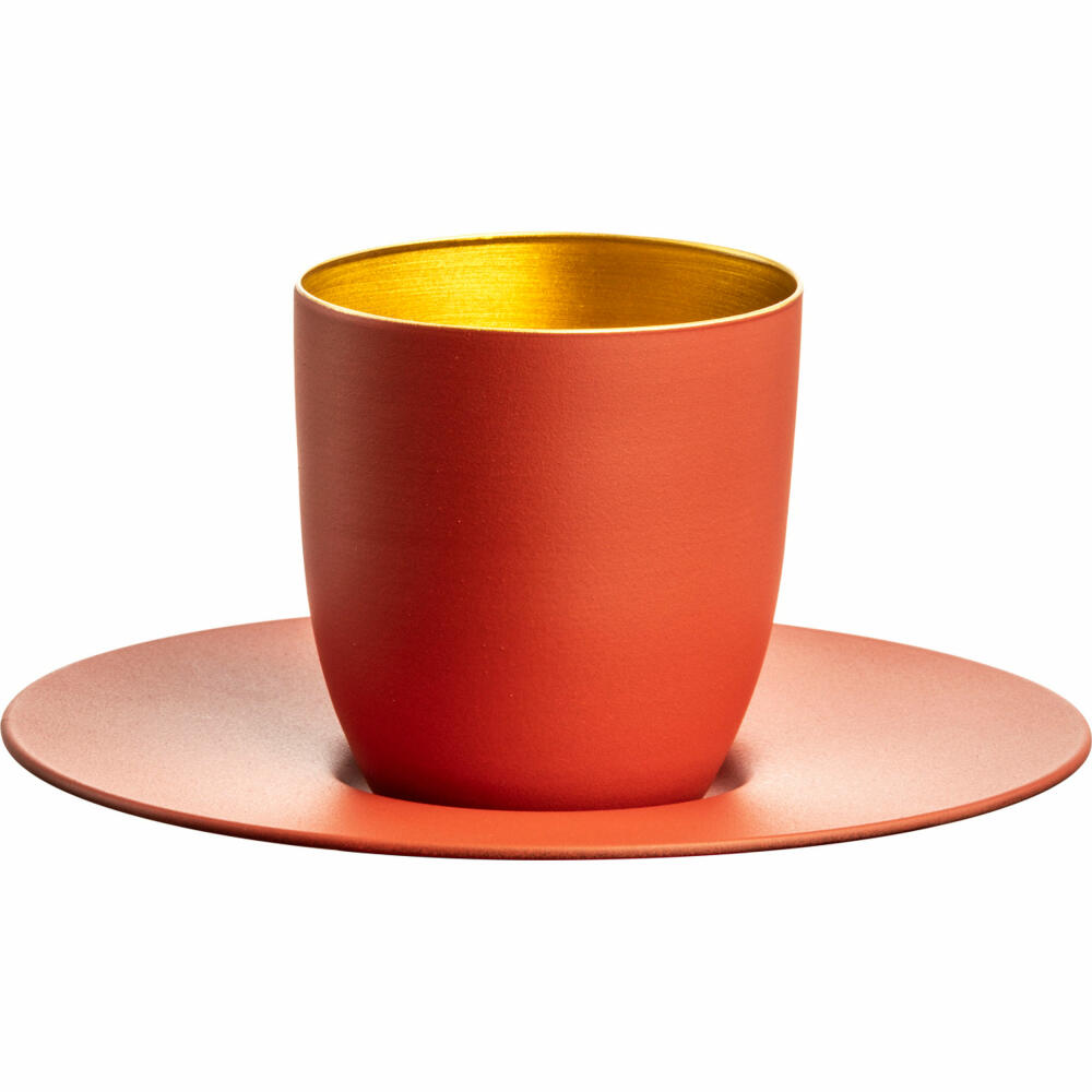Eisch Espressoglas Cosmo Collect, mit Untersetzer, Espressotasse, Kristallglas, Coral / Gold, 100 ml, 70510915