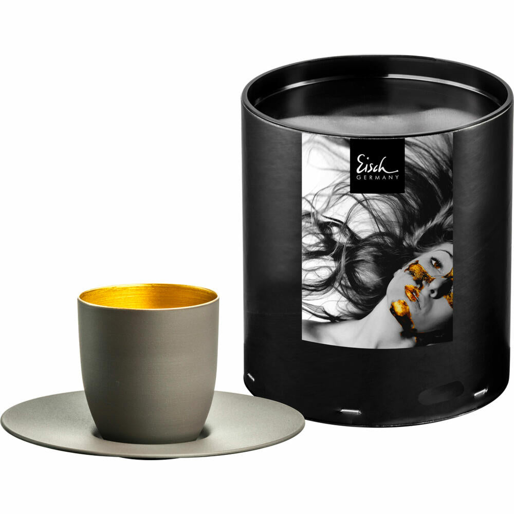 Eisch Espressoglas Cosmo Collect, mit Untersetzer, Espressotasse, Kristallglas, Mocca / Gold, 100 ml, 70510916
