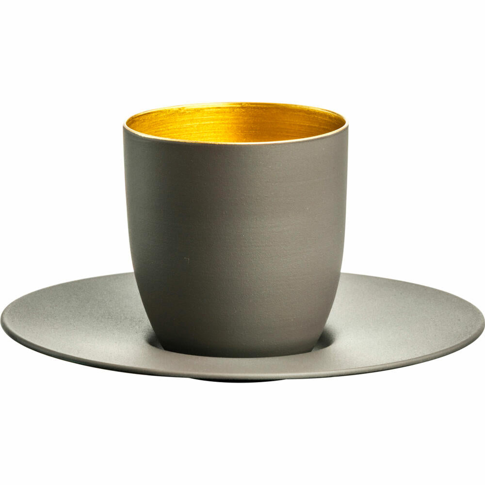 Eisch Espressoglas Cosmo Collect, mit Untersetzer, Espressotasse, Kristallglas, Mocca / Gold, 100 ml, 70510916