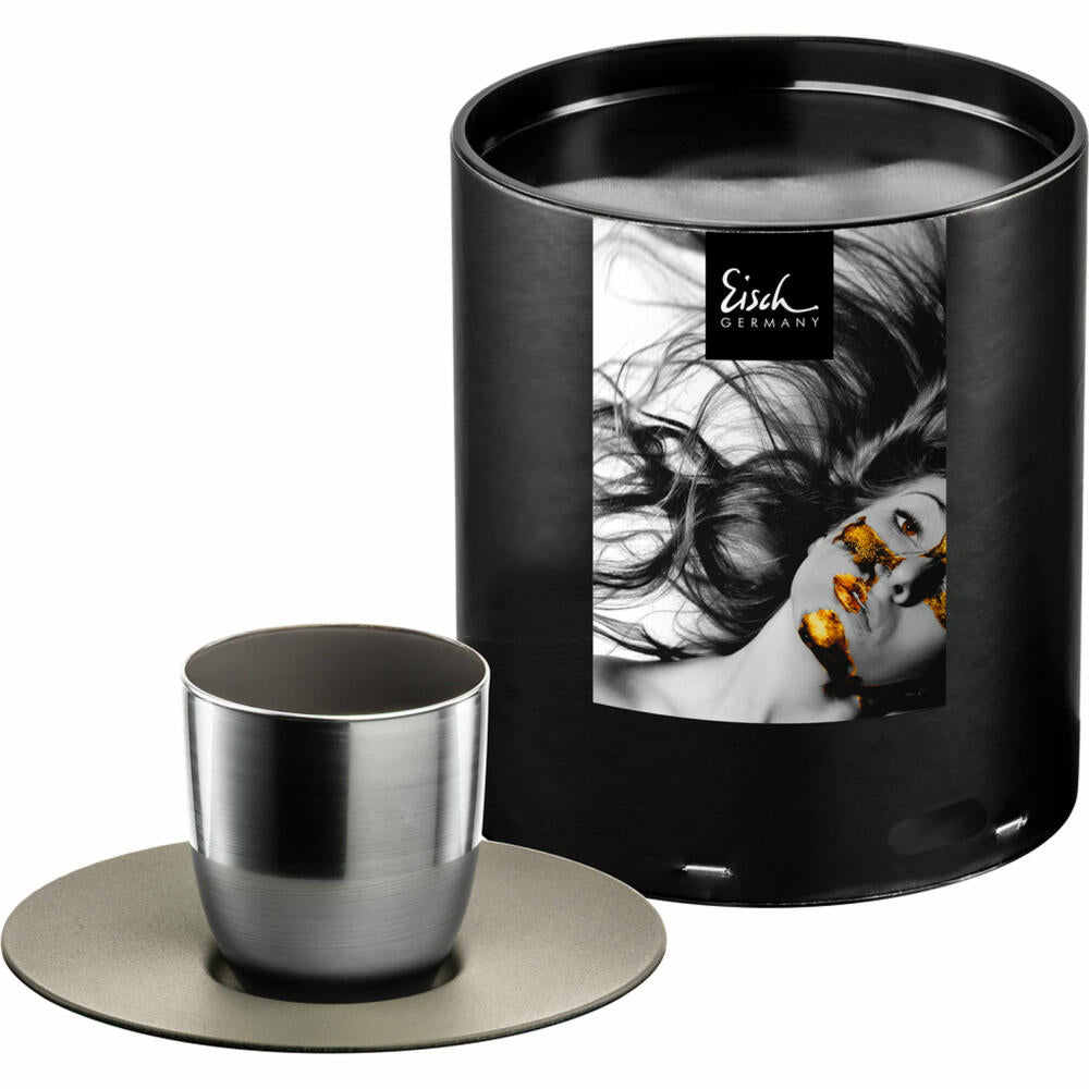 Eisch Espressoglas Cosmo Collect, mit Untersetzer, Espressotasse, Kristallglas, Mocca / Silber, 100 ml, 70510921