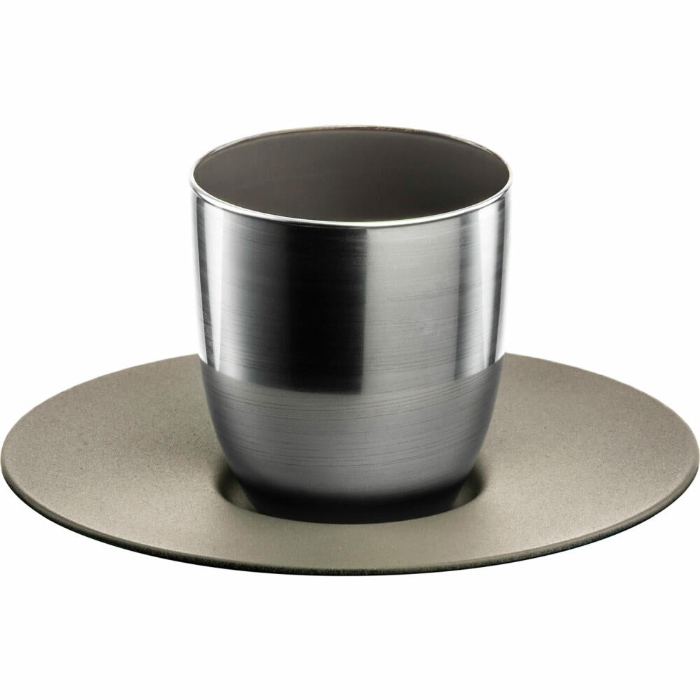 Eisch Espressoglas Cosmo Collect, mit Untersetzer, Espressotasse, Kristallglas, Mocca / Silber, 100 ml, 70510921