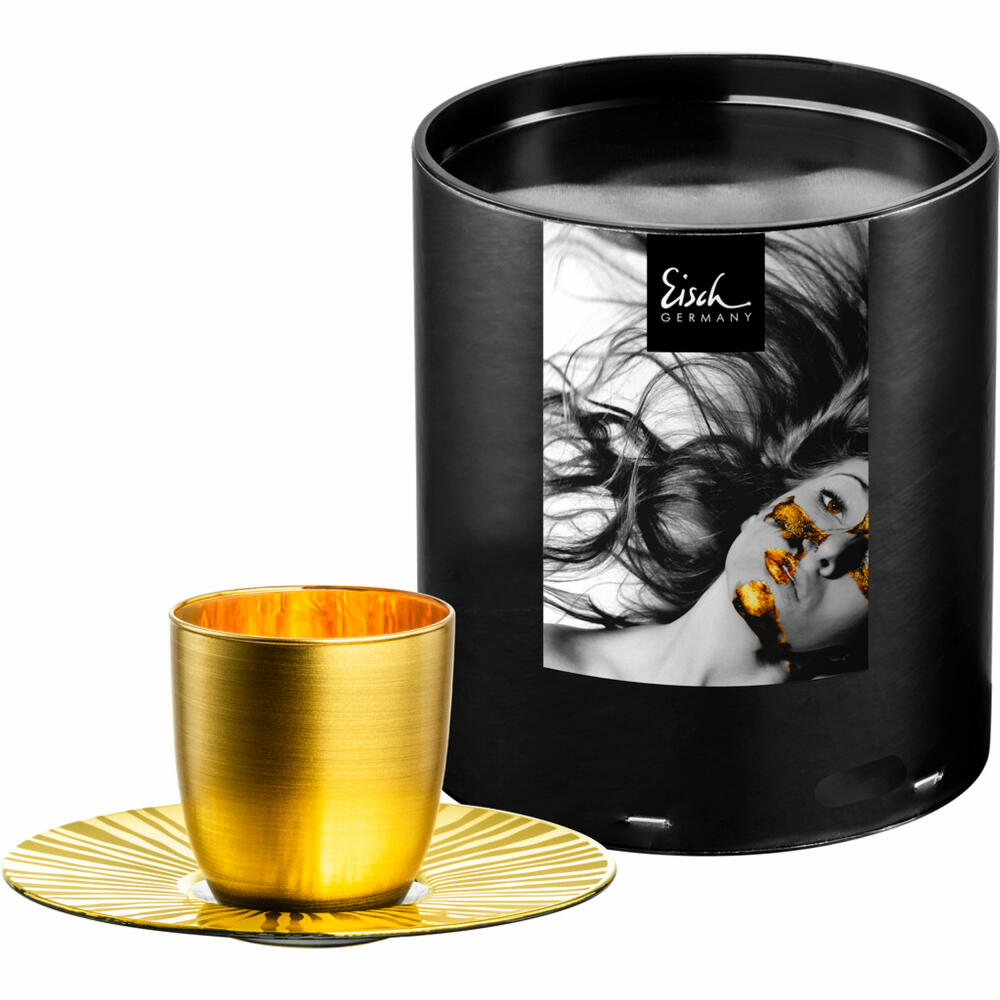 Eisch Espressoglas Cosmo Collect, mit Untersetzer, Espressotasse, Kristallglas, Sun Gold, 100 ml, 70510923