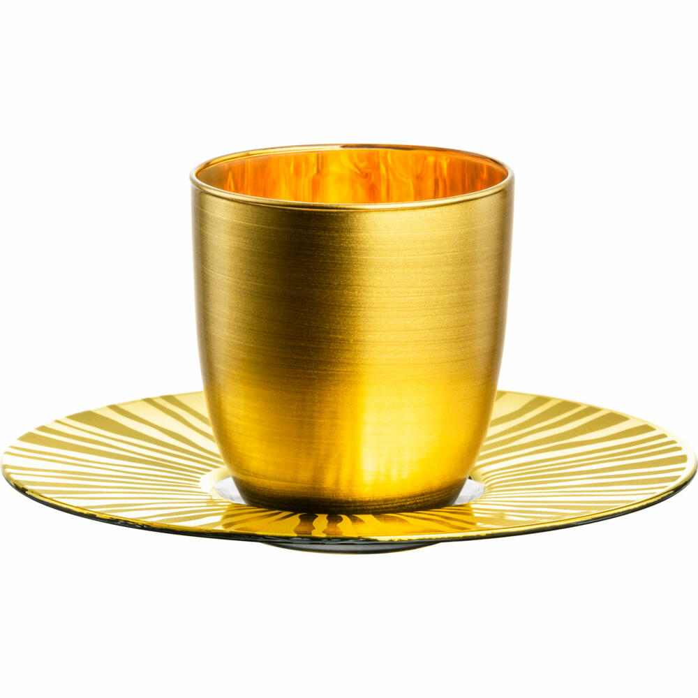 Eisch Espressoglas Cosmo Collect, mit Untersetzer, Espressotasse, Kristallglas, Sun Gold, 100 ml, 70510923