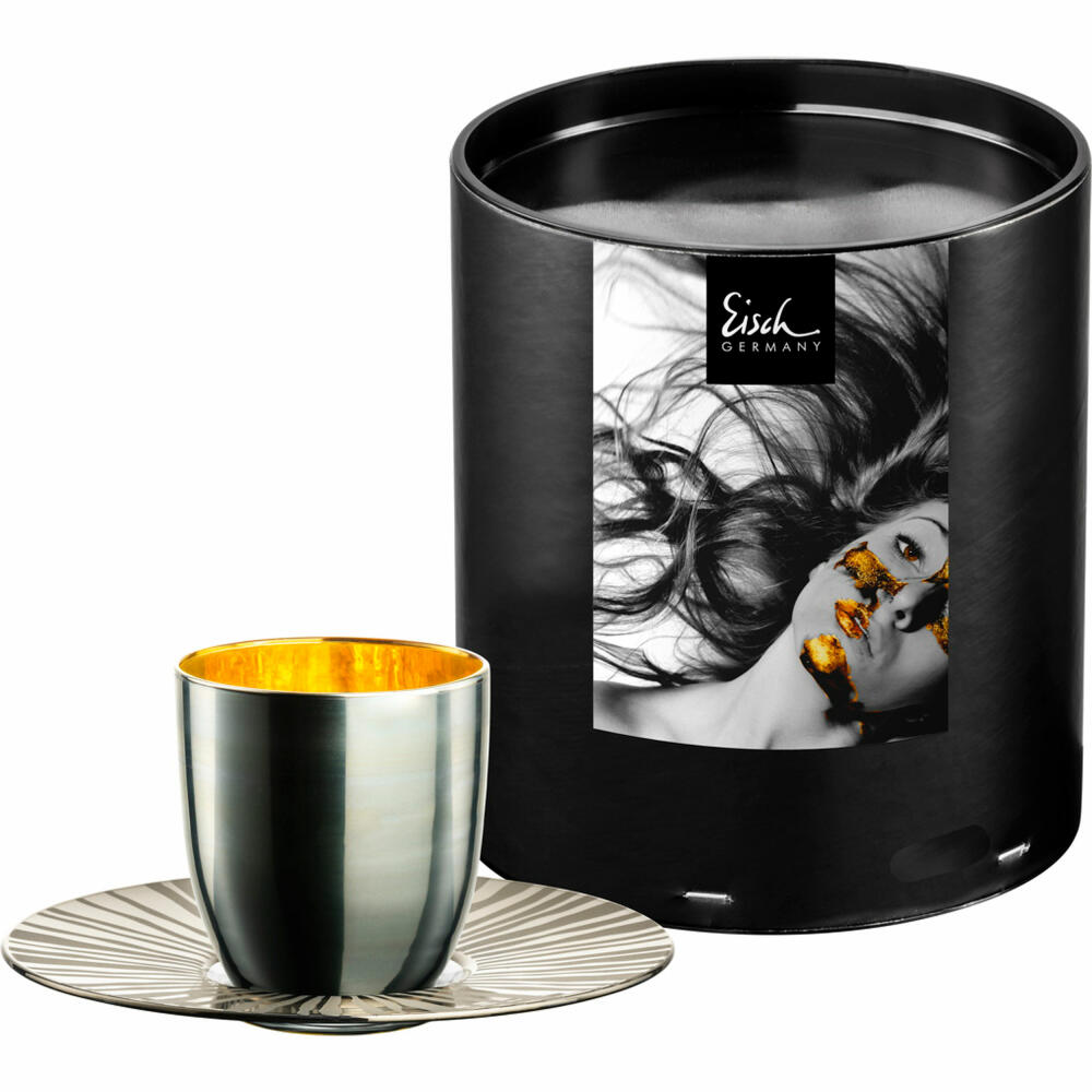 Eisch Espressoglas Cosmo Collect, mit Untersetzer, Espressotasse, Kristallglas, Sun Platinum, 100 ml, 70510924