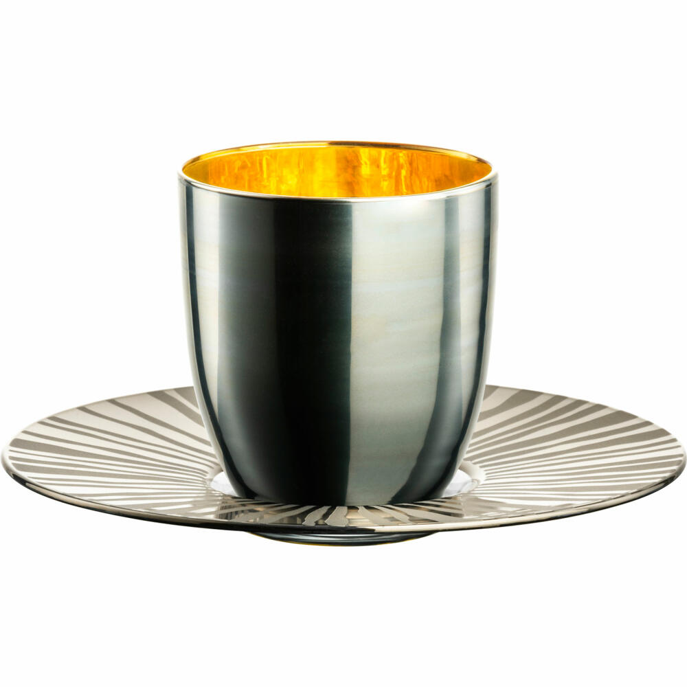 Eisch Espressoglas Cosmo Collect, mit Untersetzer, Espressotasse, Kristallglas, Sun Platinum, 100 ml, 70510924