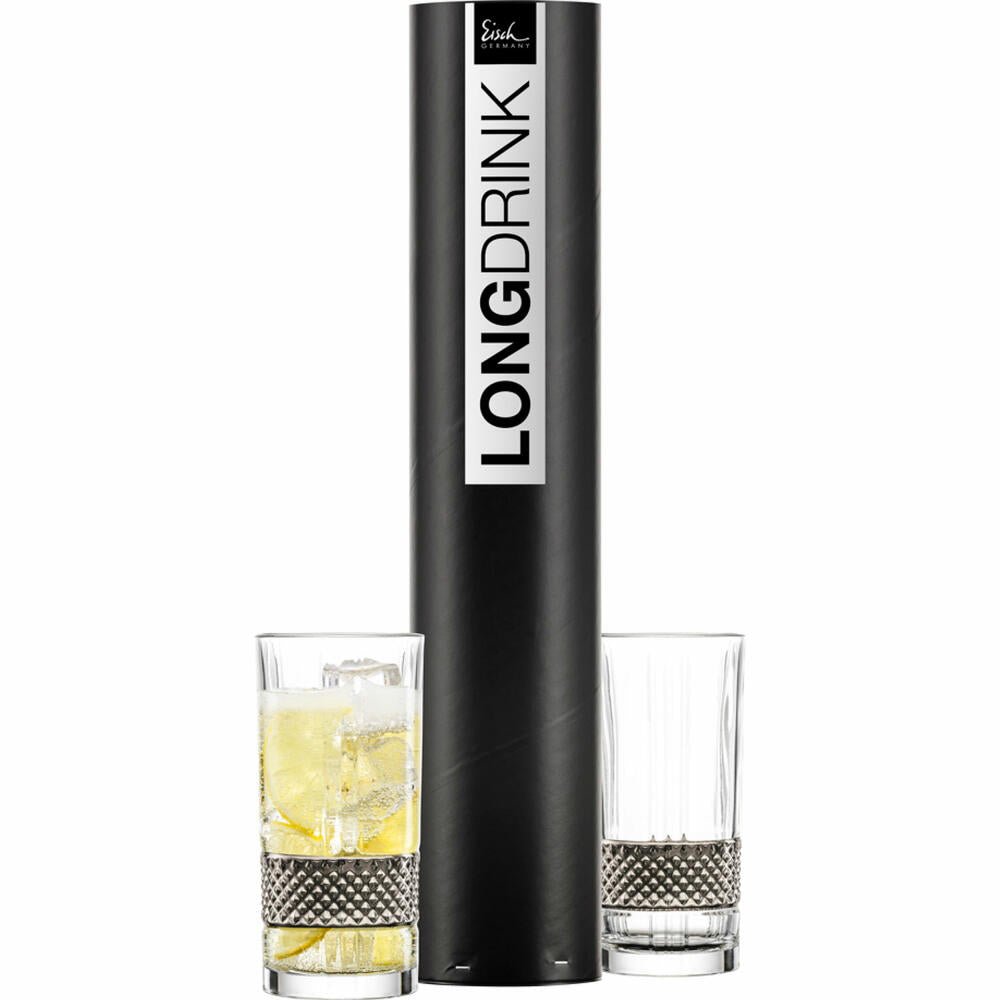 Eisch Longdrink Glen, 2er Set, Longdrinkglas, Cocktailglas, Wasserglas, Glas, Platin, 350 ml, 78854402