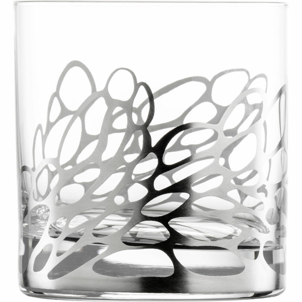 Eisch Whiskygläser Net, 2er Set Whiskyglas, Tumbler, Whiskybecher, Kristallglas, Silber, 400 ml, 79150015