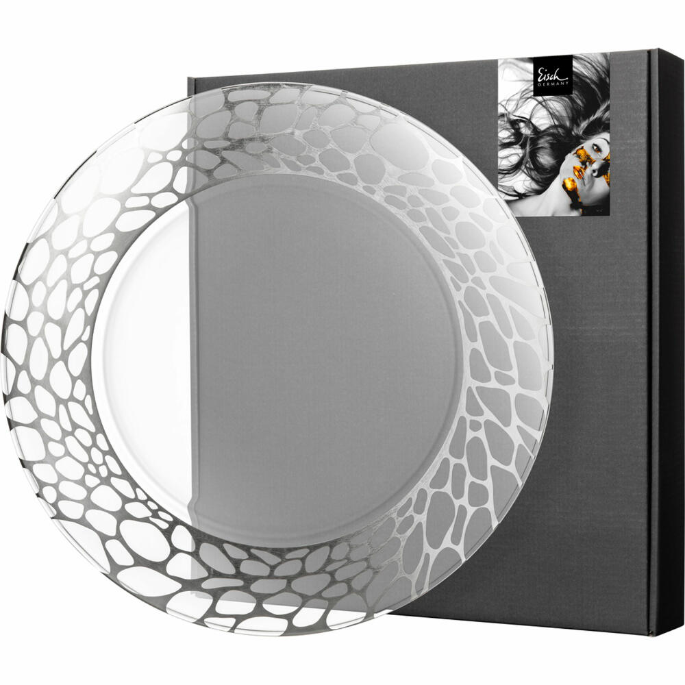 Eisch Teller Net, Speiseteller, Platzteller, Servierteller, Glas, Silber, Ø 32 cm, 79151632