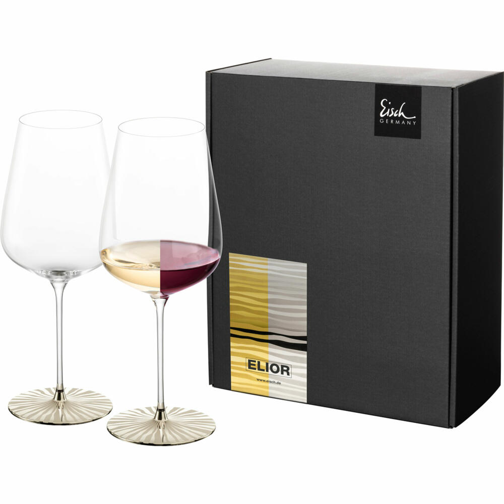 Eisch Allroundgläser Elior Sensisplus, 2er Set, Weinglas, Weißweinglas, Rotweinglas, Kristallglas, Platin, 740 ml, 79254323
