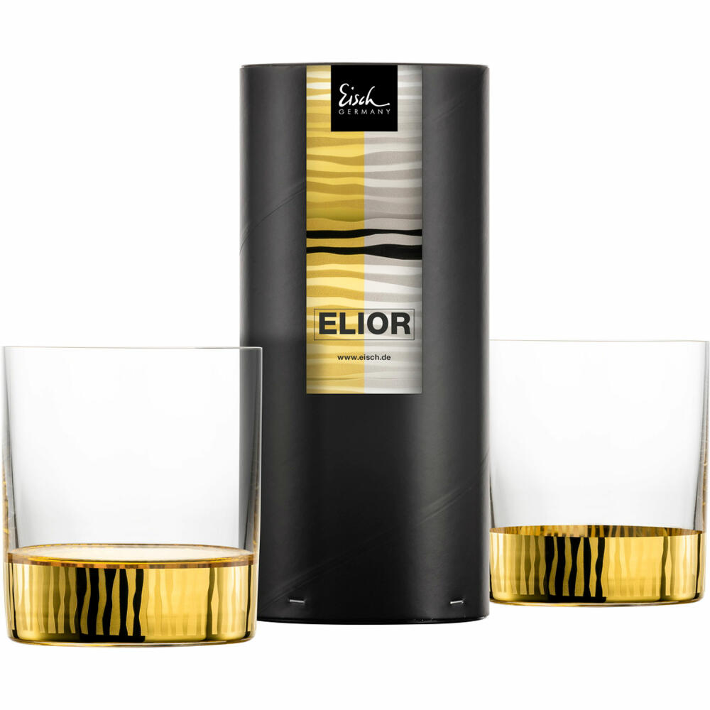 Eisch Whiskygläser Elior 2er Set Whiskyglas, Tumbler, Whiskybecher, Kristallglas, Gold, 320 ml, 79255115