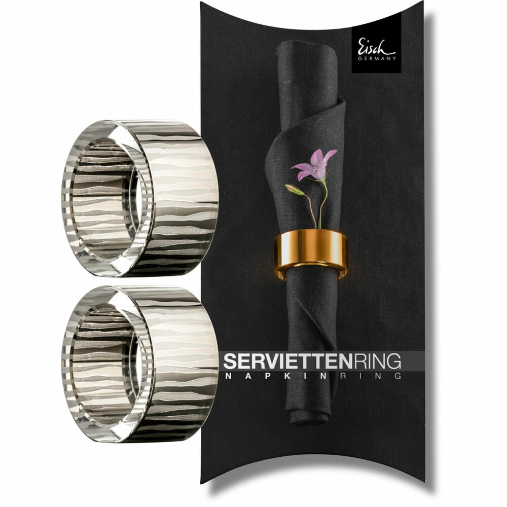 Eisch Serviettenringe Elior, 2er Set, Serviettenhalter, Glas, Platin, 50 mm, 79290553