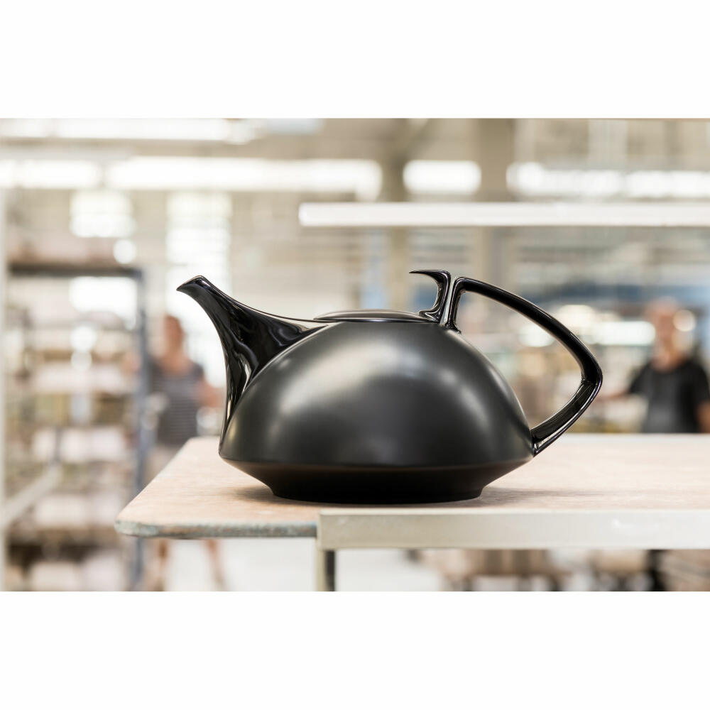 Rosenthal Teekanne TAC Gropius Black für 6 Personen, Porzellan, Schwarz, 1.35 L, 11280-105000-14230