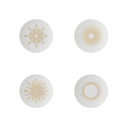 Rosenthal Teller-Set TAC Gropius Festive Celebration Stars 4-tlg., Porzellan, Weiß-Gold, 11280-426379-28699