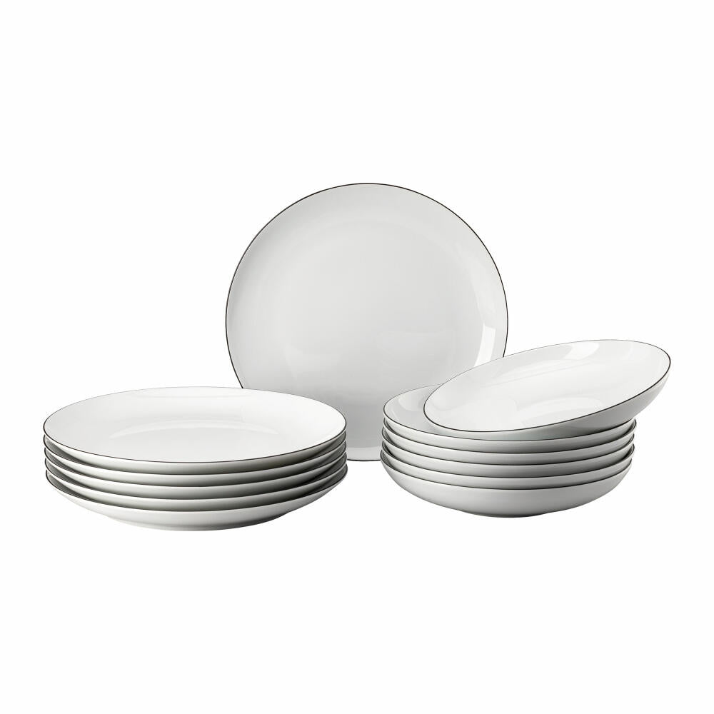 Thomas Dinner-Set Cucina Colori Black 12-tlg., Porzellan, Weiß-Schwarz, 42100-671167-28731