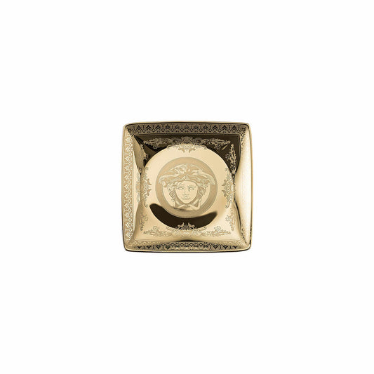 Rosenthal Versace bowl square flat Golden Medusa, porcelain, 12 cm, 11940-403721-15253