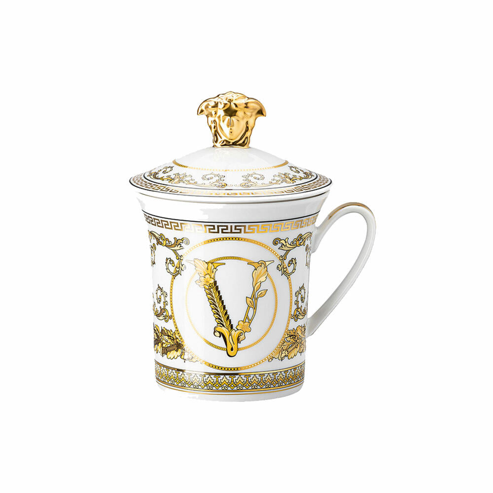 Rosenthal Versace Mug with Lid 30 Years Collection Virtus Gala White, Porcelain, 350 ml, 19315-403730-28700