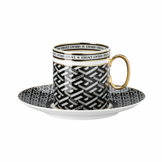 Rosenthal Versace coffee cup 2-piece La Greca Signature Black, porcelain, 230 ml, 19335-403765-14740