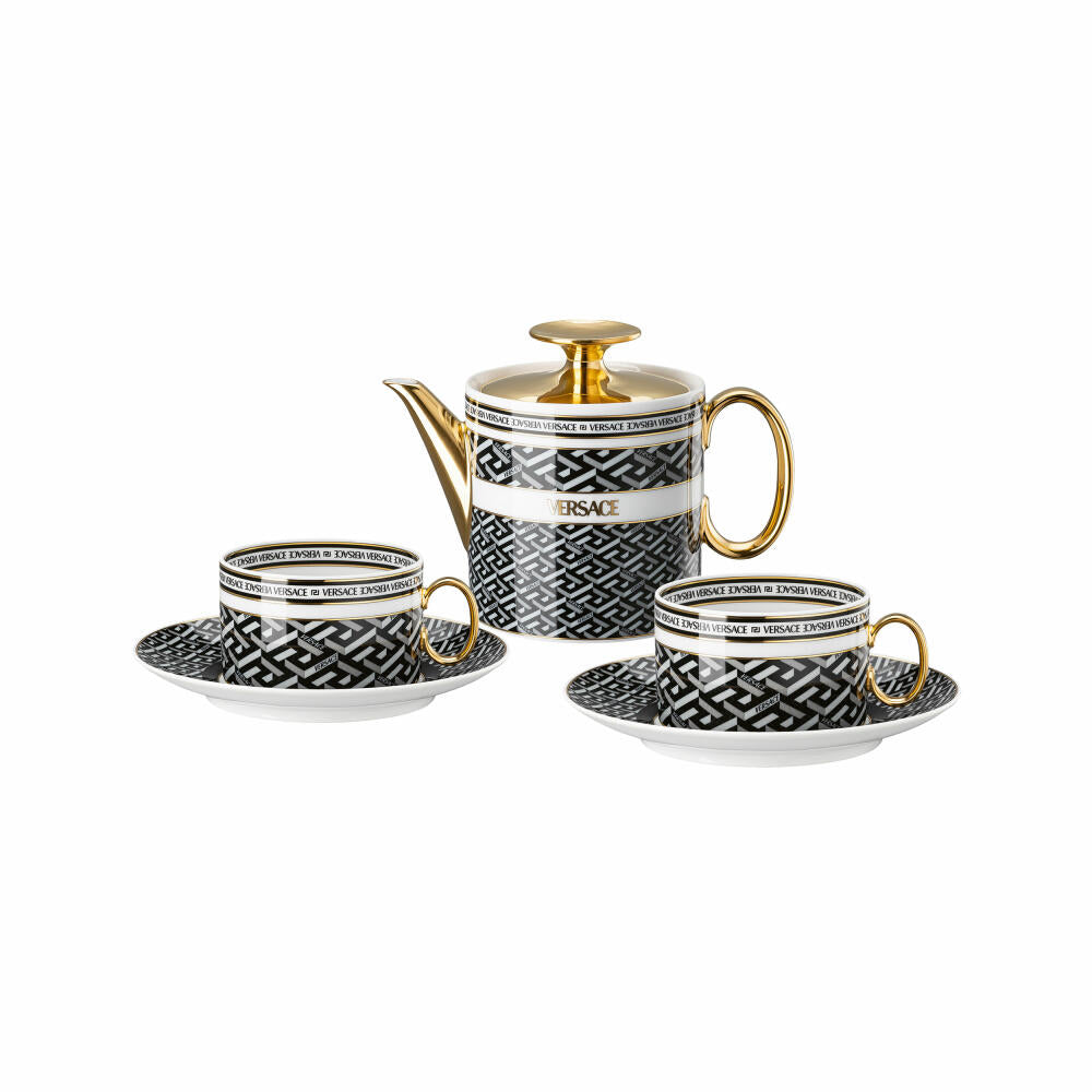 Rosenthal Versace Set Tea for 2 La Greca Signature Black, porcelain, 19335-403765-28717