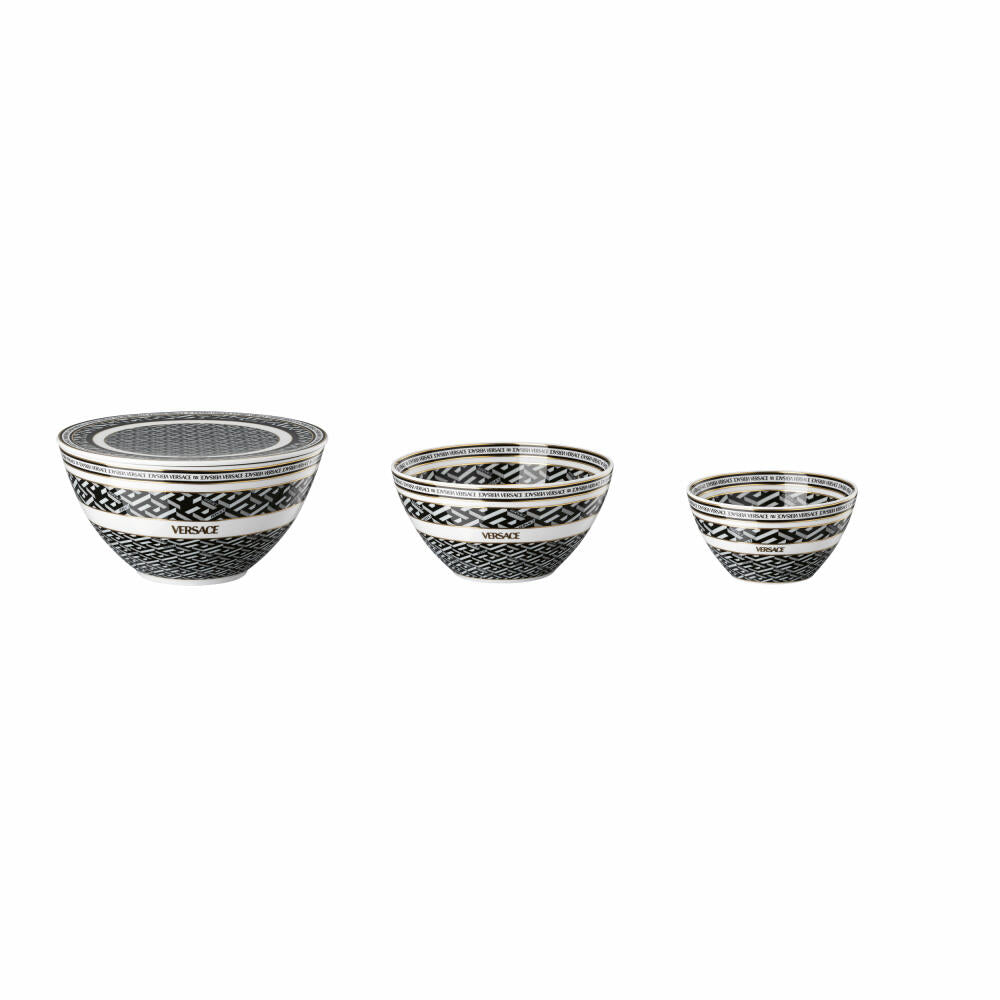 Rosenthal Versace bowl set 4 pieces. La Greca Signature Black, porcelain, 19335-403765-28718