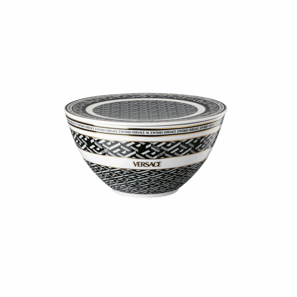 Rosenthal Versace bowl set 4 pieces. La Greca Signature Black, porcelain, 19335-403765-28718