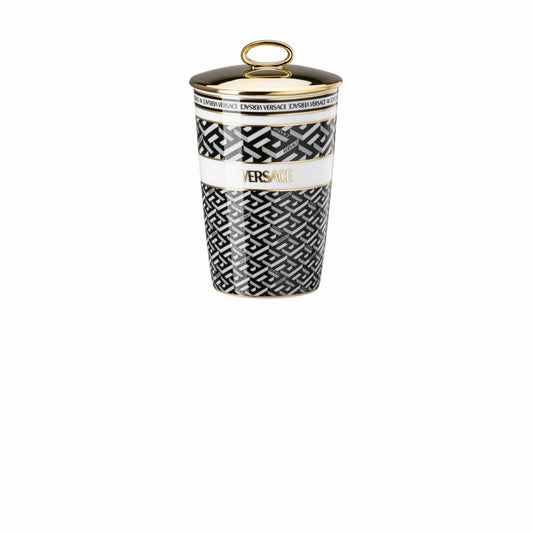 Rosenthal Versace Tischlicht 2-tlg. mit Duftwachs La Greca Signature Black, Porzellan, 14 cm, 14402-403765-24868