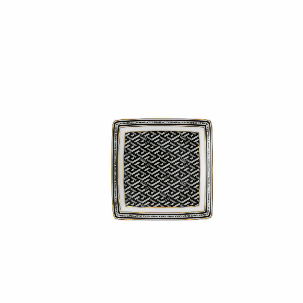 Rosenthal Versace Schälchen quadratisch flach La Greca Signature Black, Porzellan, 12 cm, 11940-403765-15253