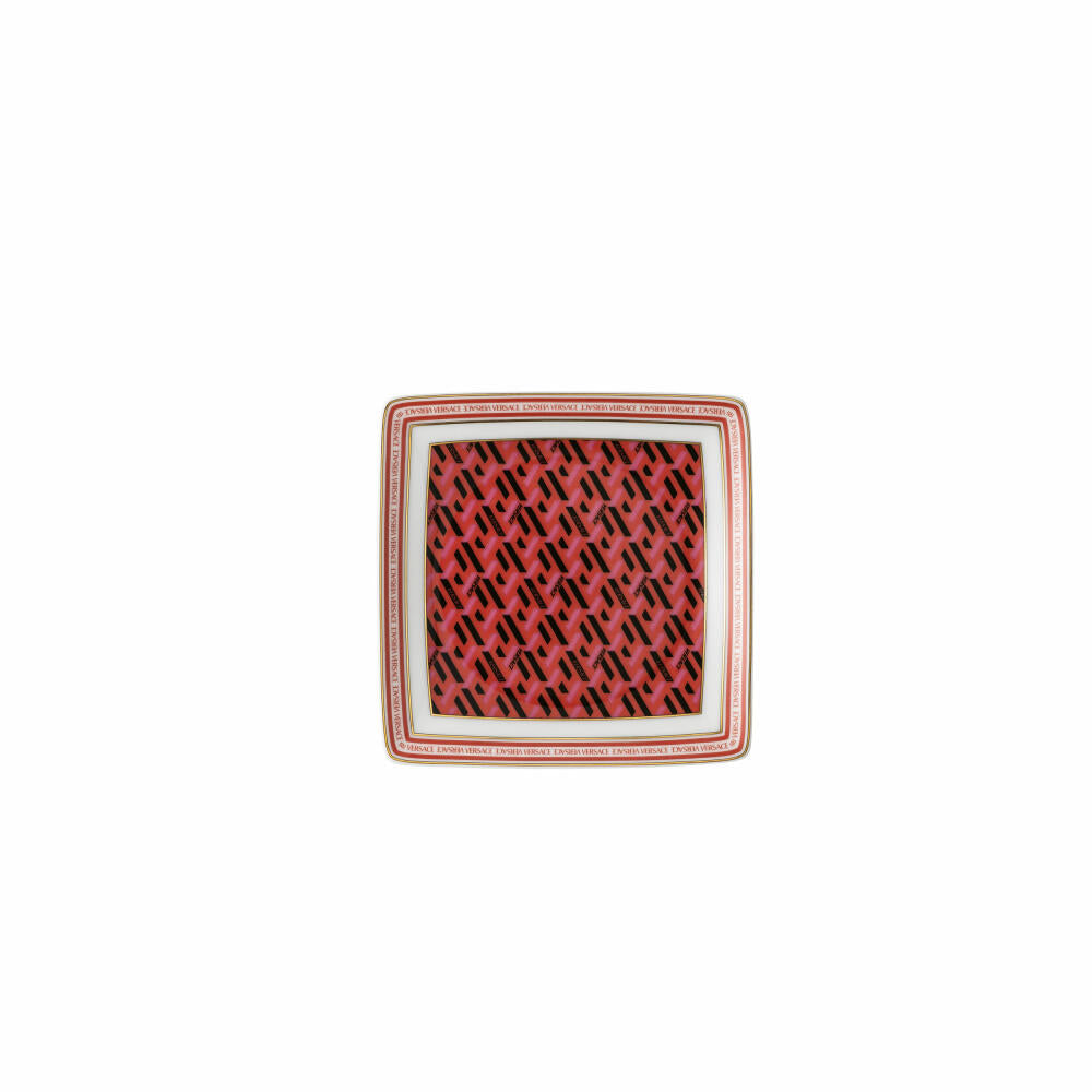 Rosenthal Versace bowl square flat La Greca Signature Red, porcelain, 12 cm, 11940-403766-15253