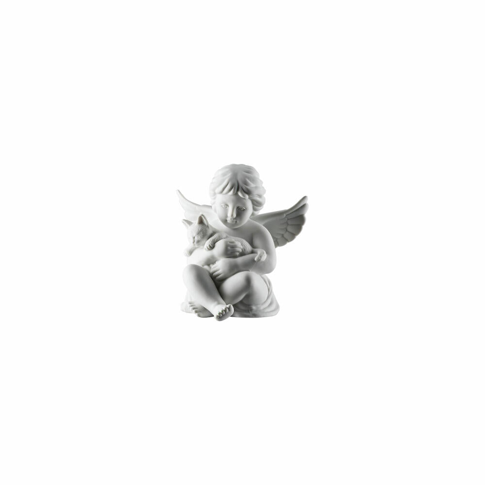Rosenthal Dekofigur Engel mit Katze, Porzellan, Weiß, 10.4 cm, 69055-000102-90517